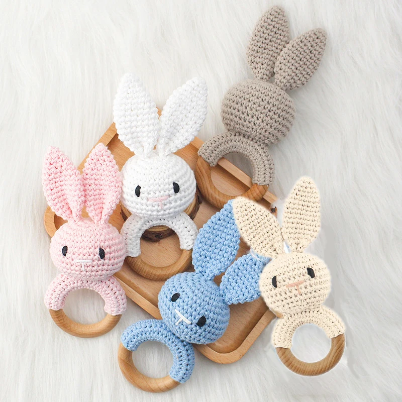 Baby Rattle Crochet Amigurumi Bunny Bell Newborn Knitting Gym Toy Educational Teether Mobile 0-12 Months | Игрушки и хобби
