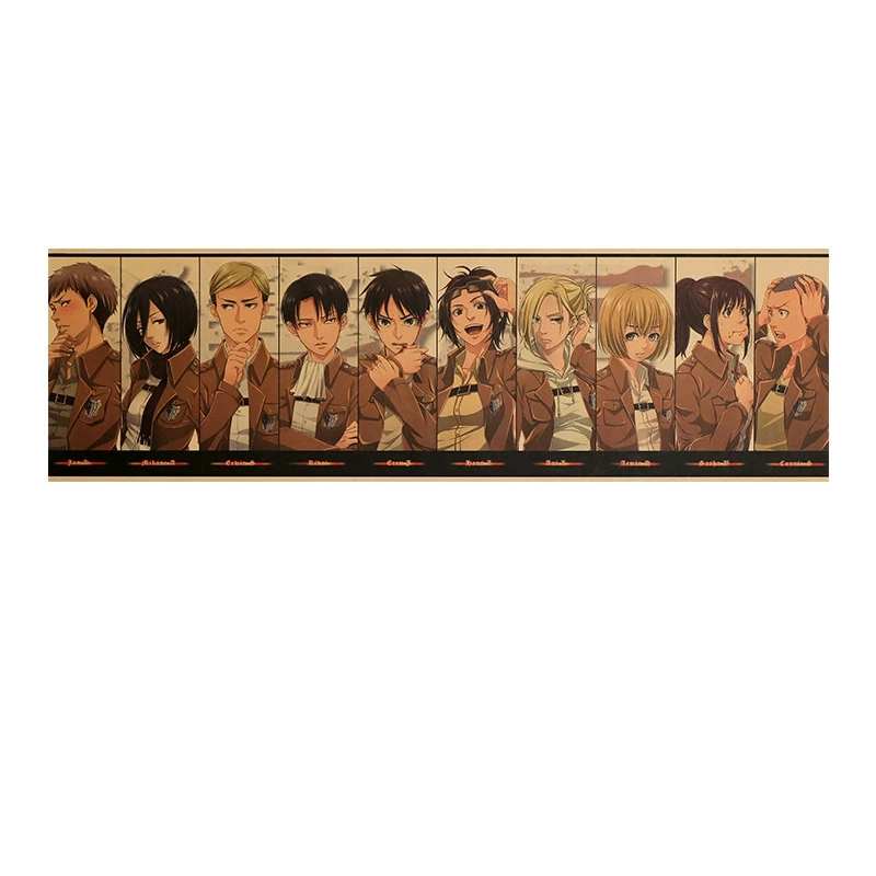 Animation Attack On Titan Character Series Poster Kraft Paper Wall Sticker Decorative Painting Of Household Goods 71x20cm