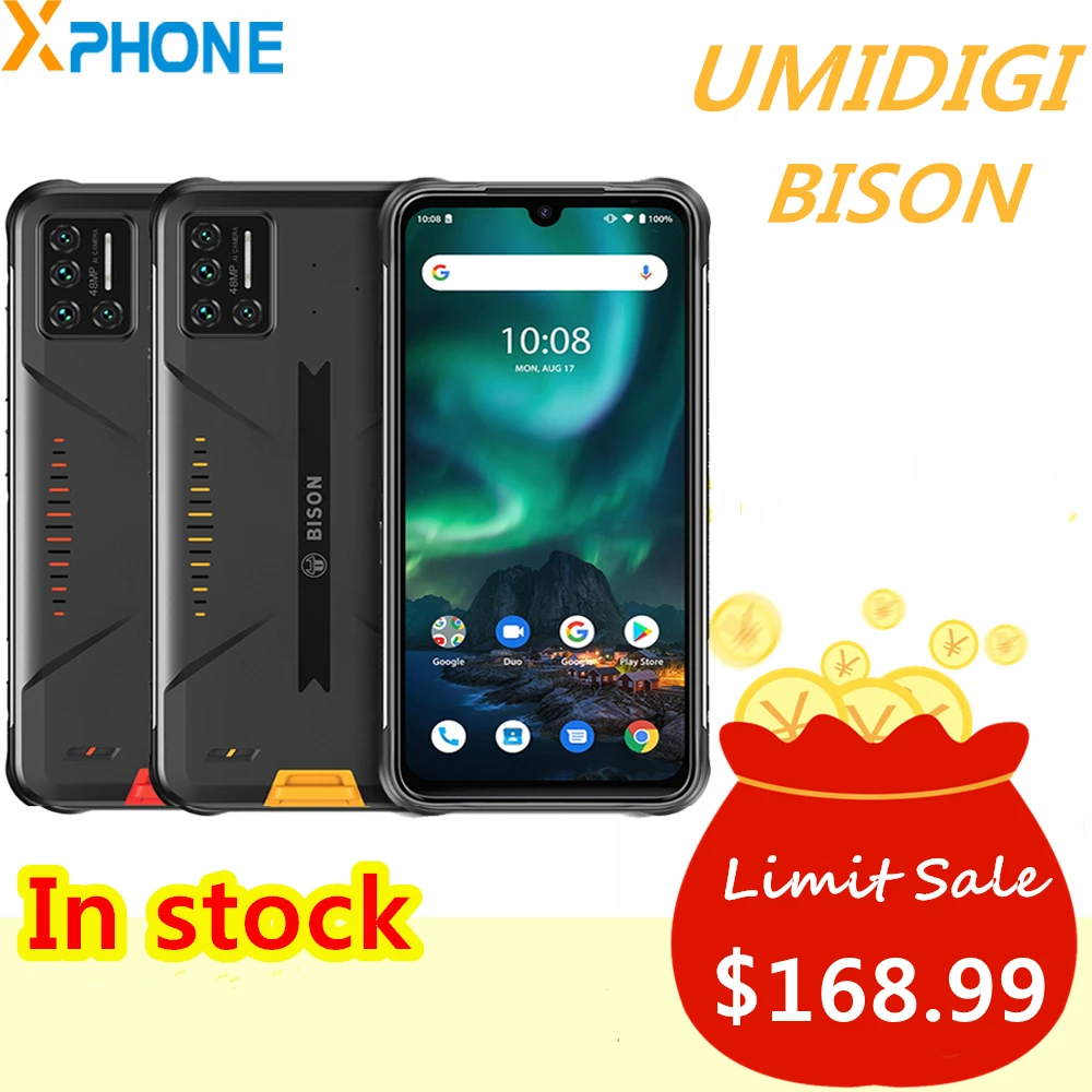 UMIDIGI BISON 6GB 128GB Rugged Phone LTE/WCDMA/GSM NFC Adaptive Fast Charge Octa Core