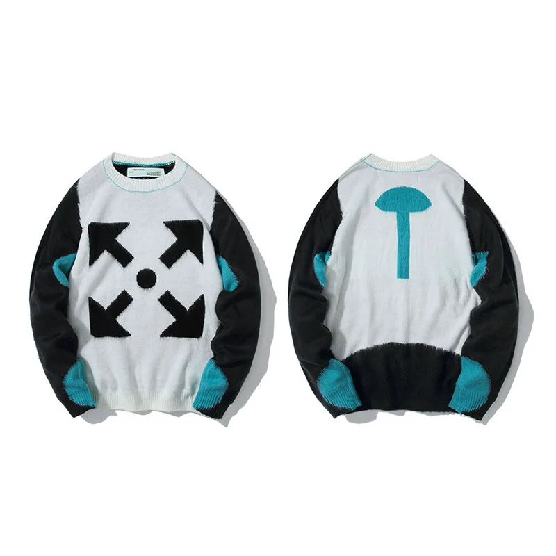 

High Quality Correct Version off Ow White Couples Mohair Deep Knitted Sweater Hair