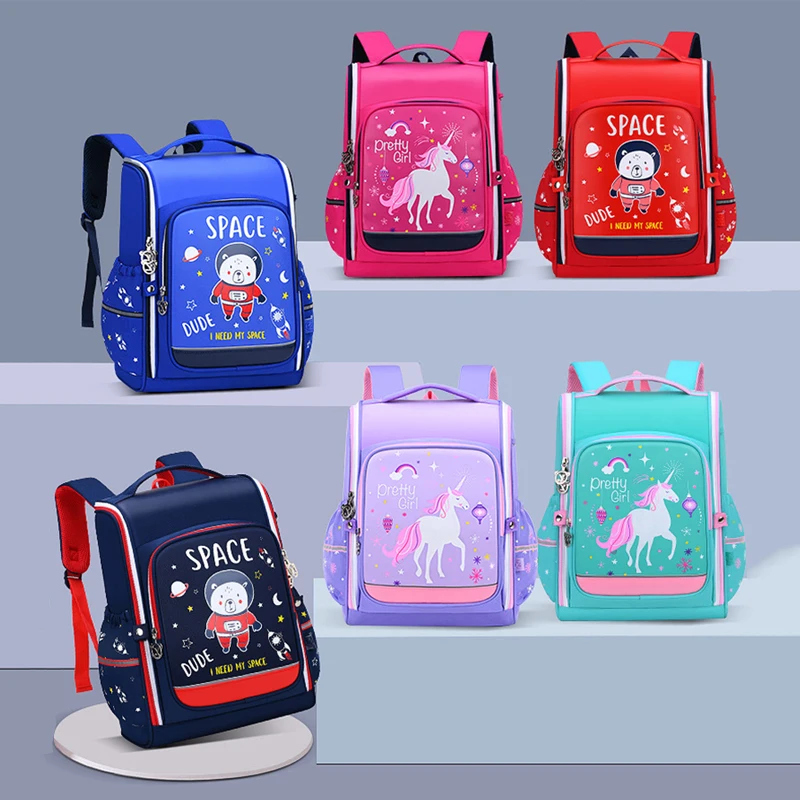 Детские школьные ранцы для мальчиков и девочек рюкзак начальной школы с защитой