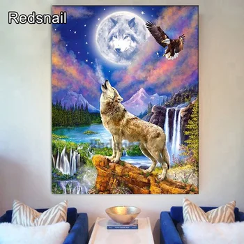 

diy Diamond Painting Diamond Embroidery wolf eagle moon waterfall Full square round drilling 5d Diamond Mosaic kits decor TT982