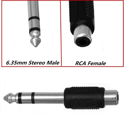 

6.35mm 1/4 Inch Stereo TRS Male Plug to RCA Female Jack Silver Adapter Connectors