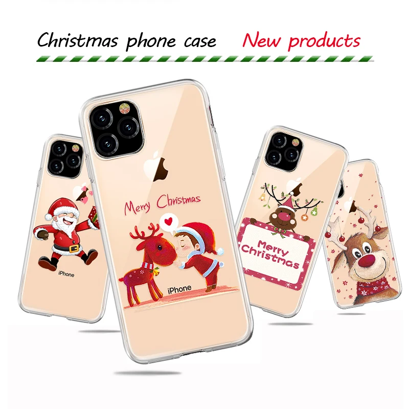 Чехол для телефона на iPhone 11 Pro xs max x xr 6S 7 8 Plus милый мягкий простой модный чехол для телефона с изображением Санта Клауса веселого Рождества оленя