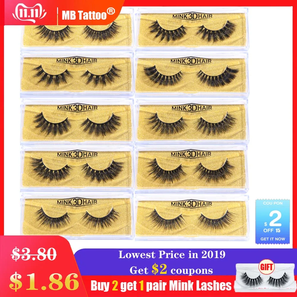 

MB 2019 100% Mink lashes Hair 3D False Eyelashes Natural Thick Long Fake Eye Lashes Wispy Makeup Beauty Extension Tools A01-40