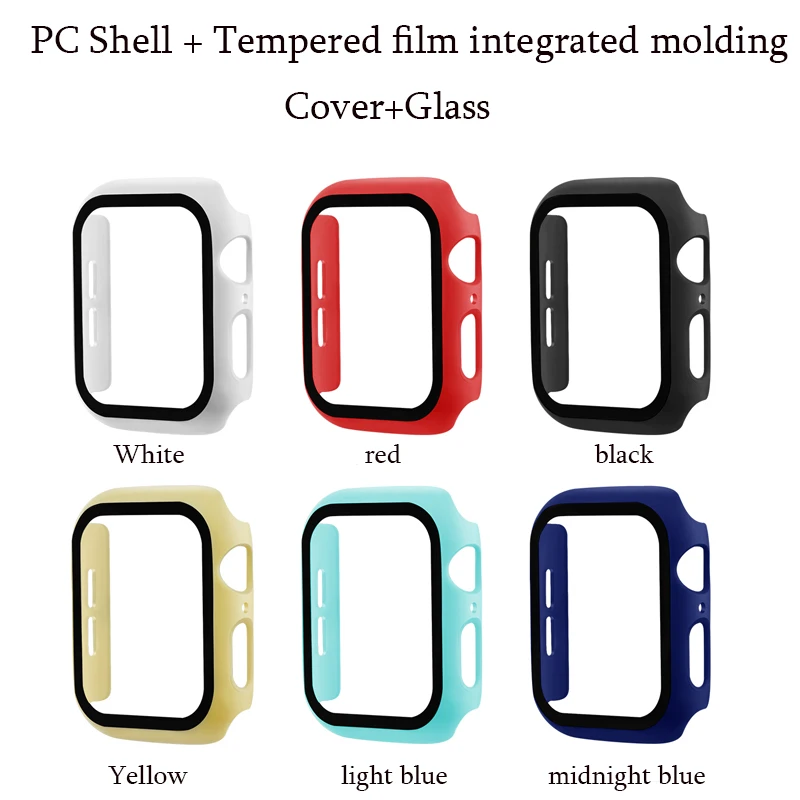 Protector watch Case For Apple Watch 5 4 40mm 44mm PC Cover+tempered film integrated molding For Iwatch Screen Protector Bumper