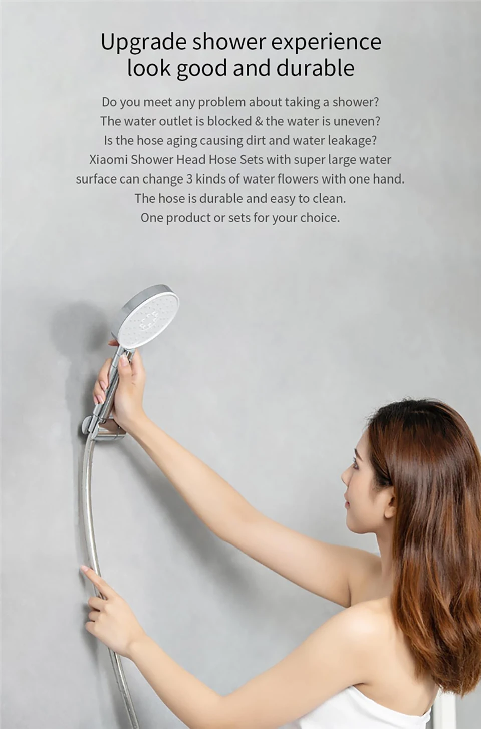 Xiaomi Mijia Diiib 3 Modes Handheld Shower Head Set 360 Degree 120mm 53 Water Hole with PVC Matel Powerful Massage Shower (2)