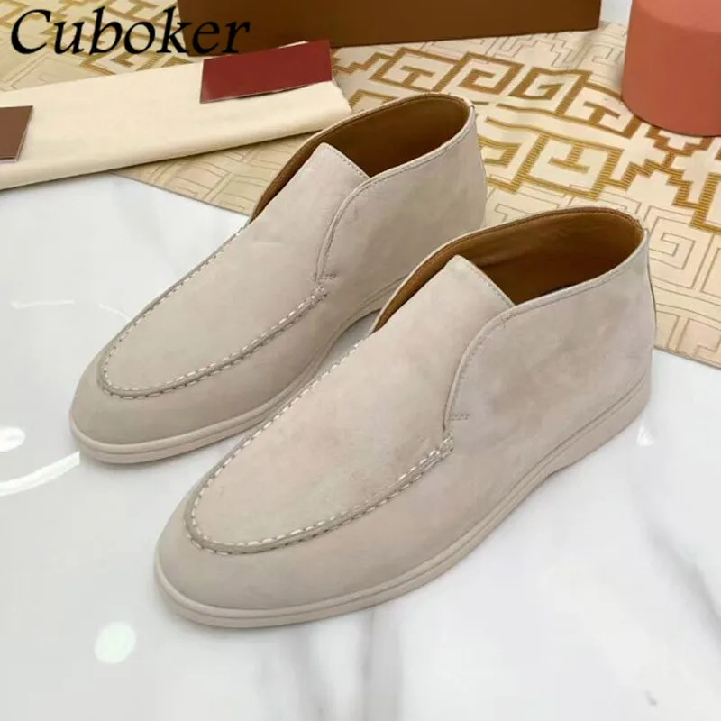 

Luxury Brand High Top Women Loafers High Quality Kid-Suede Slip On Flat Shoes Ladies Mules Spring Summer Out Walking Shoes Mujer