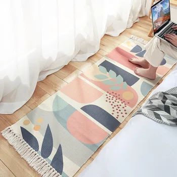 

Cotton Hand Woven Rugs Bedroom Floor Mats Comfortable and Breathable Decorative Floor Mats Are Durable Long Mat Carpet