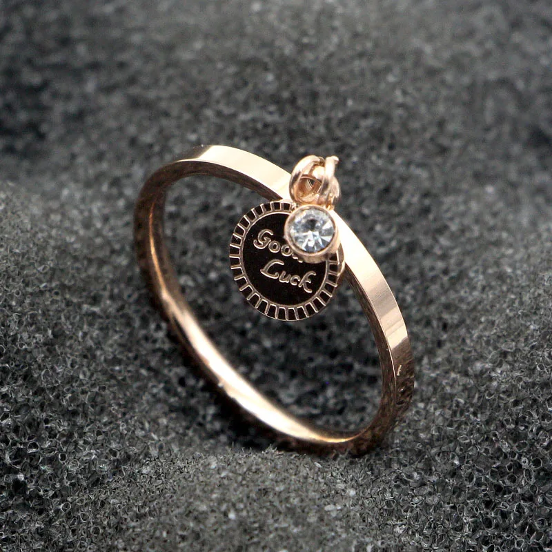Модное круглое кольцо с английскими буквами, розовое золото, циркон, титановая сталь, кольцо для женщин, ювелирное изделие, подарок