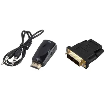 

DVI-D Dual Link 24+1 Male to HDMI with Adapter Connector 1080P HDMI Male to VGA Female Adapter Video Converter 3.5mm