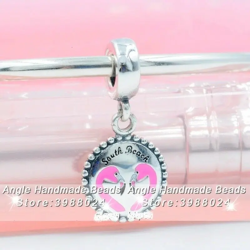 

Authentic 925 Sterling Silver South Beach Flamingo Dangle Charms Bead Fit Pandora Original European Bracelets Jewelry