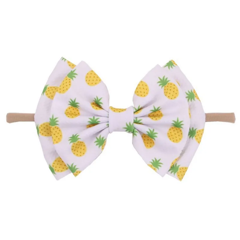 10pcs/lot Double Layer Hair Bows Elastic Nylon Headband Halloween Leopard Fruit Printed Nylon Hair Band Girls Hair Accessories - Цвет: 3