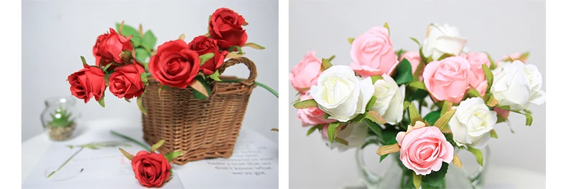 JAROWN 12 Heads Rose Artificial Rose Bouquets Simulation Silk Fake Flowers Wedding Decoration Holding Flowers Home Decor Flores (10)