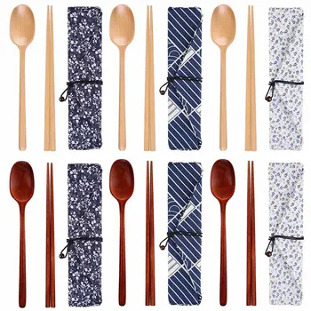 

Chinese Chopsticks Environmentally Friendly Portable Wooden Cutlery Sets Wooden Chopsticks And Spoons Travel Suit