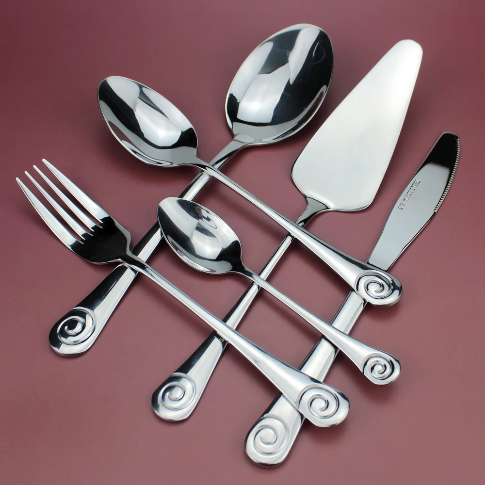 LUCF Stainless Steel Western Practical Dinnerware Cake Server 6pcs Separate Resonable Cutlery Mirror Polish for family