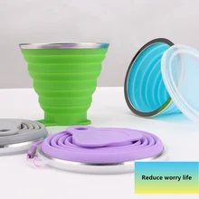 270 мл дорожная чашка из нержавеющей стали, силиконовые выдвижные складные чашки, телескопические складные кофейные чашки для спорта на открытом воздухе, чашка для воды