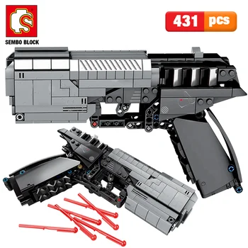 

SEMBO 431pcs City Military Police Pistol Gun Building Blocks Technic The Signal Gun Assembly Bricks sets Toys for Boys