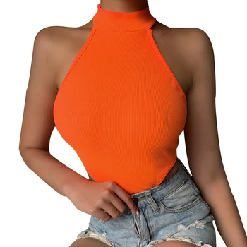 

Women's New Backless Elegant Bodysuit Women's O-Neck Solid Color Sleeveless Temperament Sexy Bodysuit AA1222