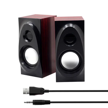 

Full Range Wooden Subwoofer Speaker Hifi 2.0 USB Stereo Multimedia Speaker Laptop Small Speaker Desktop Computer Speaker