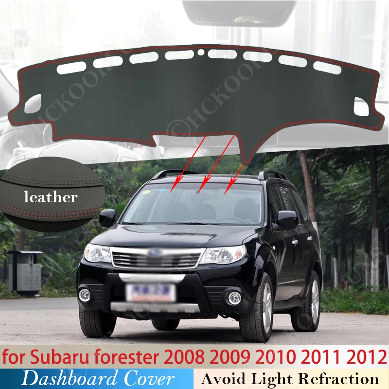 Из искусственной кожи для Subaru Forester 2008 ~ 2012 приборной панели крышка защитная