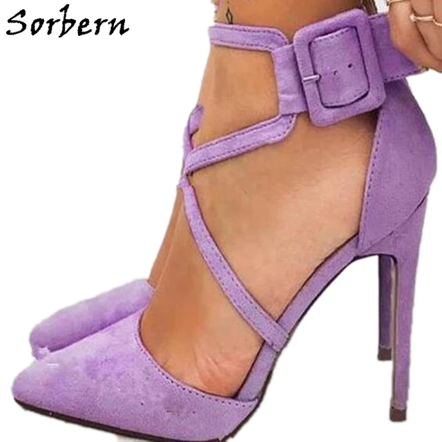 Sorbern Lilac Cross Strap Pumps: Stylish and Elegant Footwear for Women