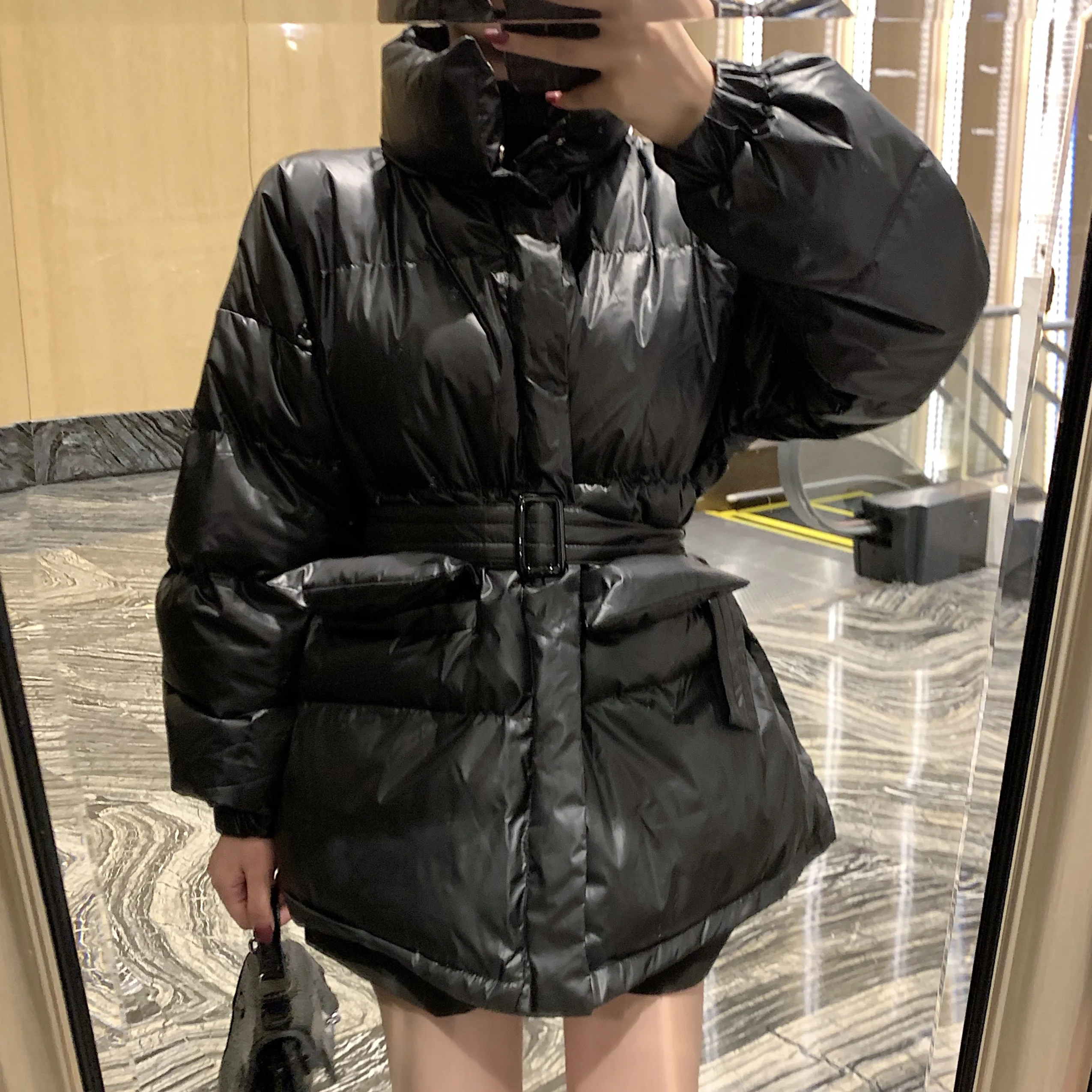 EAD Новое хлопковое пальто зима длинный хлопковый костюм Корейская версия свободный толстый пояс куртка женская