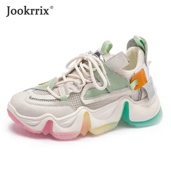 

Jookrrix 2020 Women Summer Fashion Lady Luxury Wedges Thick Soles Shoes For Female Genuine Leather Chunky Sneakers ZD2731