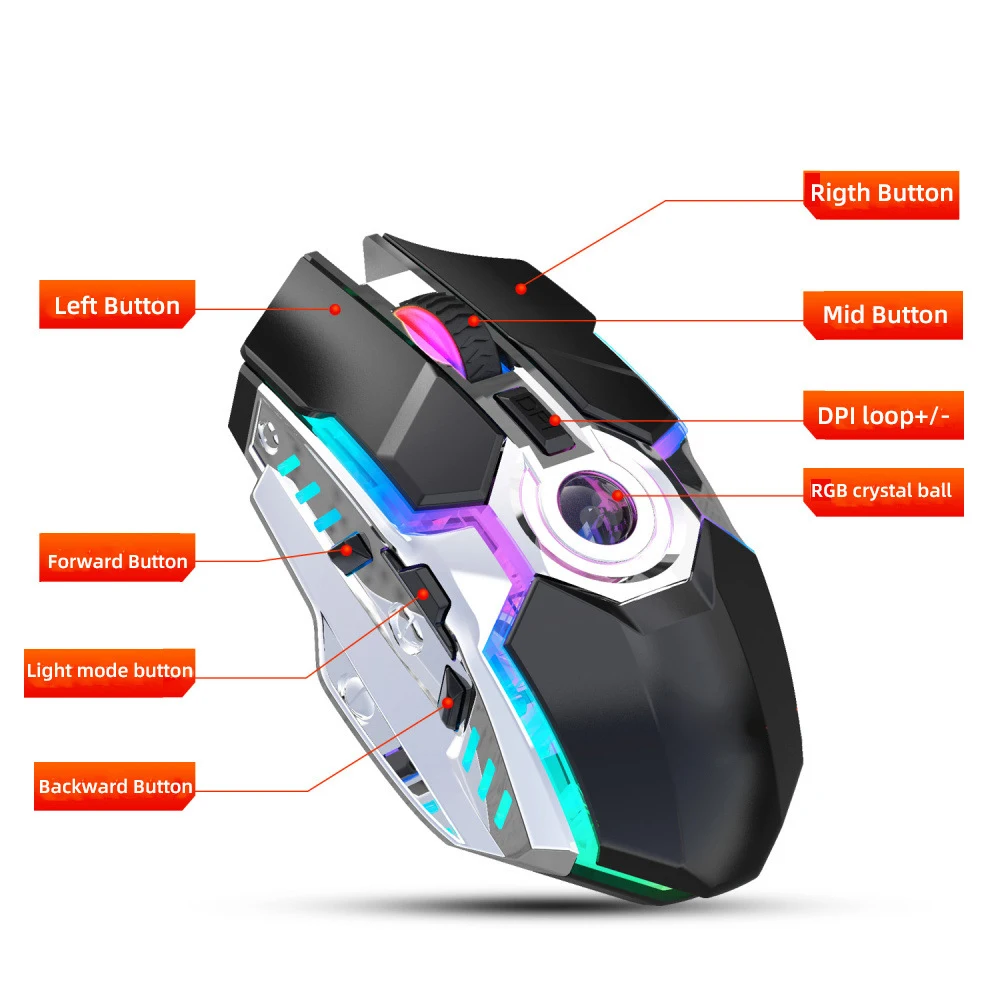 Новая перезаряжаемая беспроводная мышь UTHAI DB28 с RGB подсветкой 2 4G эргономичный