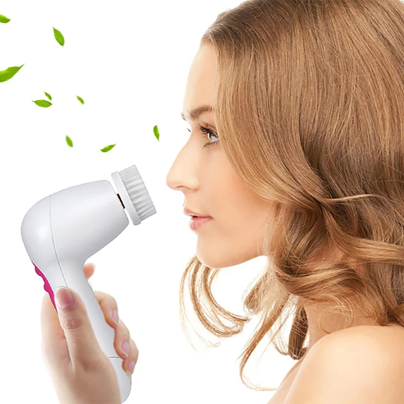 

5 in 1 Sonic Face Brush Facial Cleansing Device Face Wash Machine Face Cleansing Skin Pore Cleaner Body Cleaner Massage Beauty