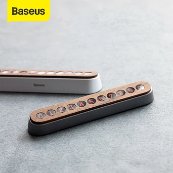 

Baseus Alloy Car Temporary Parking Card Wooden Mobile Phone Number Card Magnet Flip Telephone Numbers Car Interior Accessories