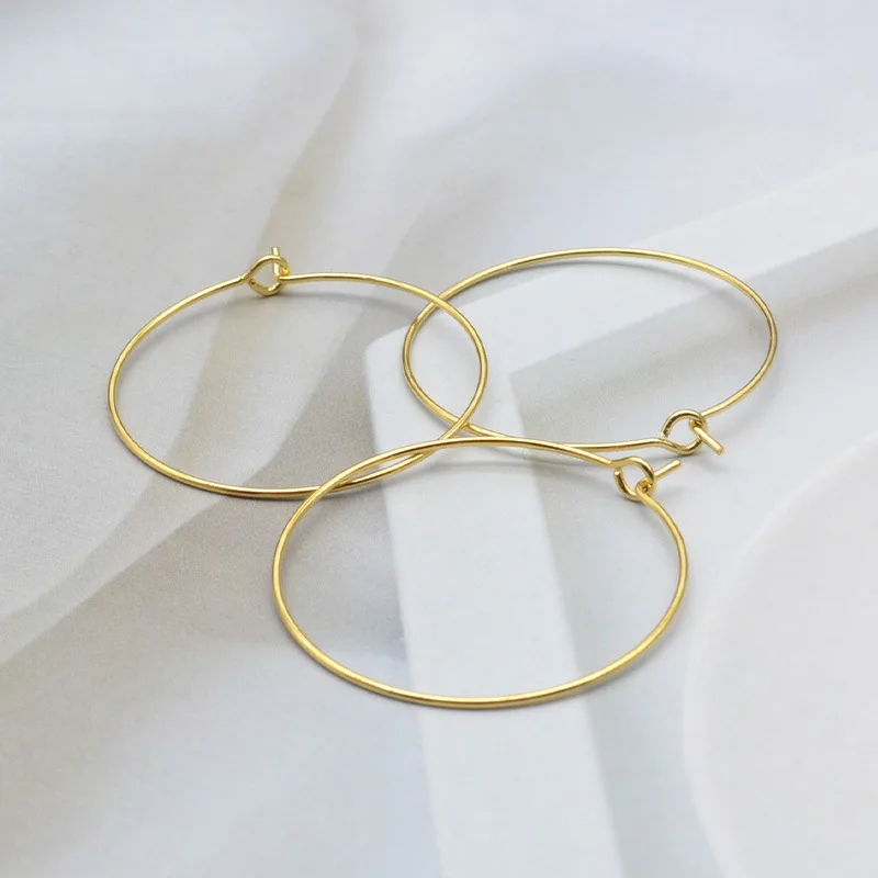 황동 18K 골드 도금 원형 귀 와이어 빈 고리 귀걸이 루프 커넥터 DIY 수제 매달려 귀걸이 쥬얼리 만들기 용품