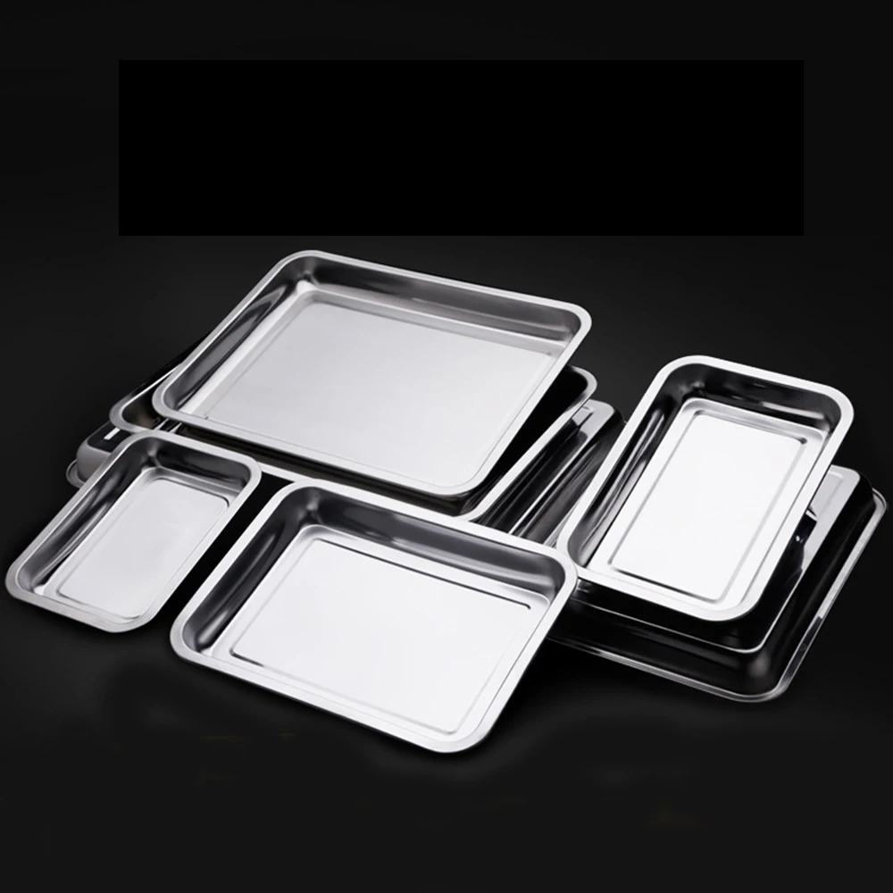 New Useful Stainless Steel Storage Trays Plate Thickening Pans Rectangular Tray Barbecue Deep Dishes BBQ Kitchen Accessories |