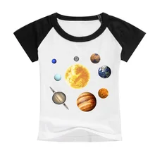 Детская футболка модная around the sun солнечной системы орбитальный трек Круглый воротник сплошной цвет с коротким рукавом для мальчиков и девочек Футболка