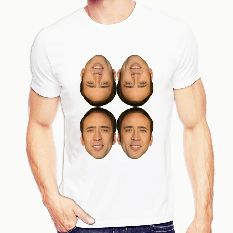 Летняя забавная футболка Nicolas Cage In A Banana, Мужская хипстерская футболка, топы с коротким рукавом, мужская белая креативная футболка