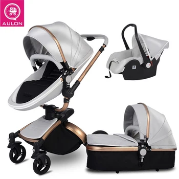 

AULON Baby stroller 3 in 1 and 2 in 1 stroller artificial leather can sit and lie four seasons winter Russia Free Shipping