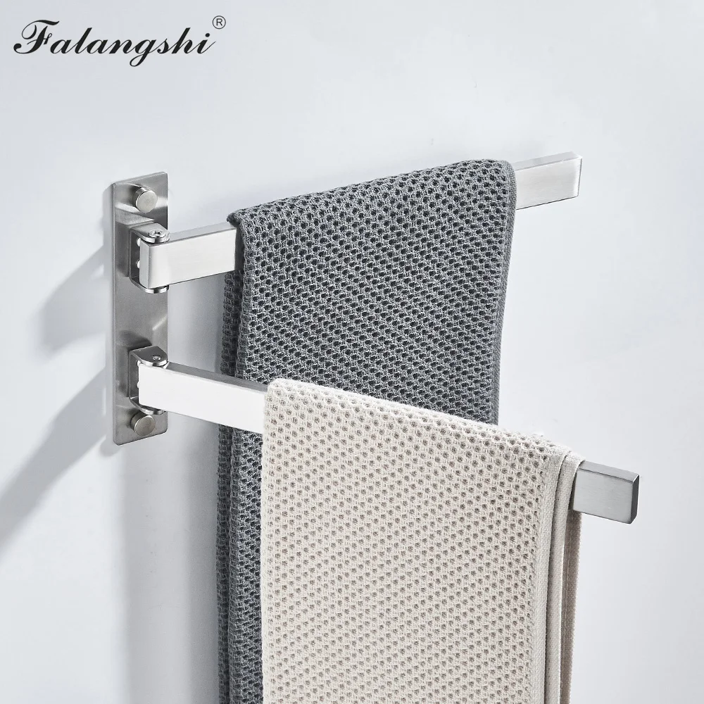 Bathroom Flexible Towel Bar towel rack towel holder 304 Stainless Steel 180 Swivel Rotation Brushed Clothes Hanger Towel Rack Wall Mounted WB8709