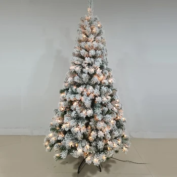 

Christmas Tree White Flocking for Christmas Beautiful Stable Stand Artificial Tree with Sturdy Base Durable PVC Decorative Tree