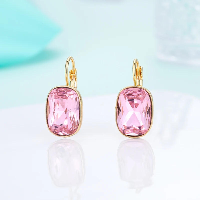 gold-pink Женские квадратные серьги-гвоздики MAIKALE, большие винтажные разноцветные серьги с австрийским кристаллом из фианита, ювелирные изделия со стразами для вечеринки - Окраска металла: gold-pink