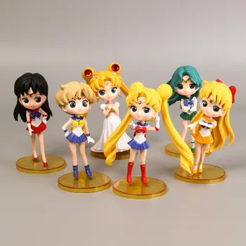 

Anime Pretty Guardian Sailor Moon Tsukino Usagi Sailor Jupiter Venus Mars Mercury PVC Action Figure Collectible Model Toys Doll