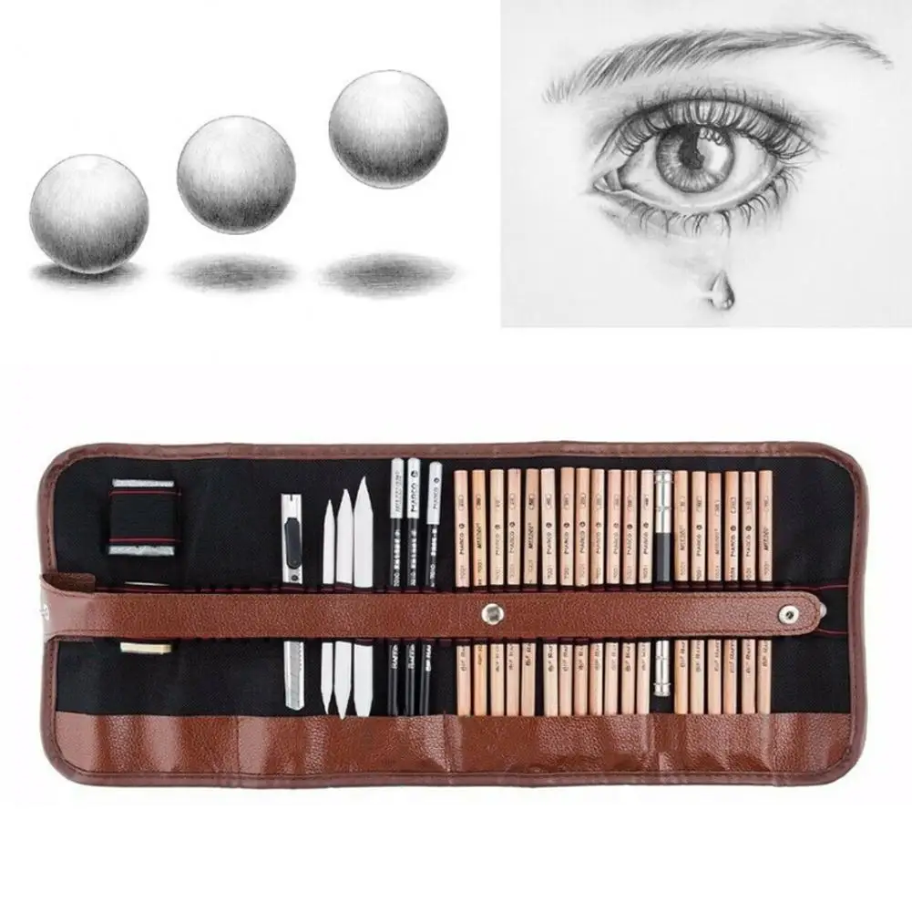 

29Pcs sketch pencil set professional sketching drawing 2b4b painting tools pen sketch pen children pencil drawing bag artsupplie