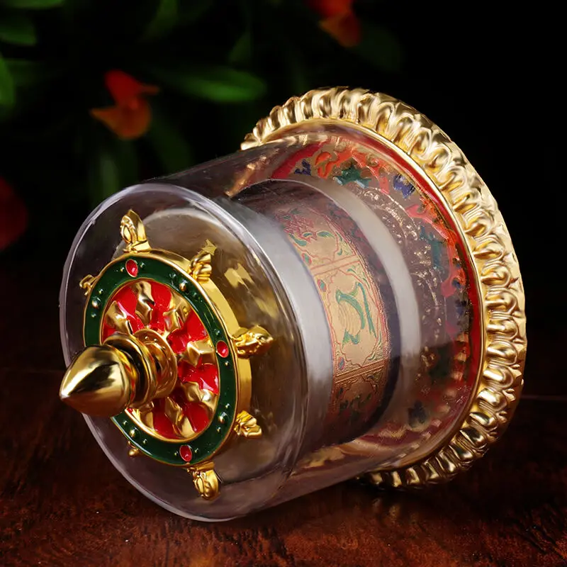 New Tibetan Tibet Buddhist 8 Cimelia Symbols Finger Prayer Wheel Amulet Statue 3