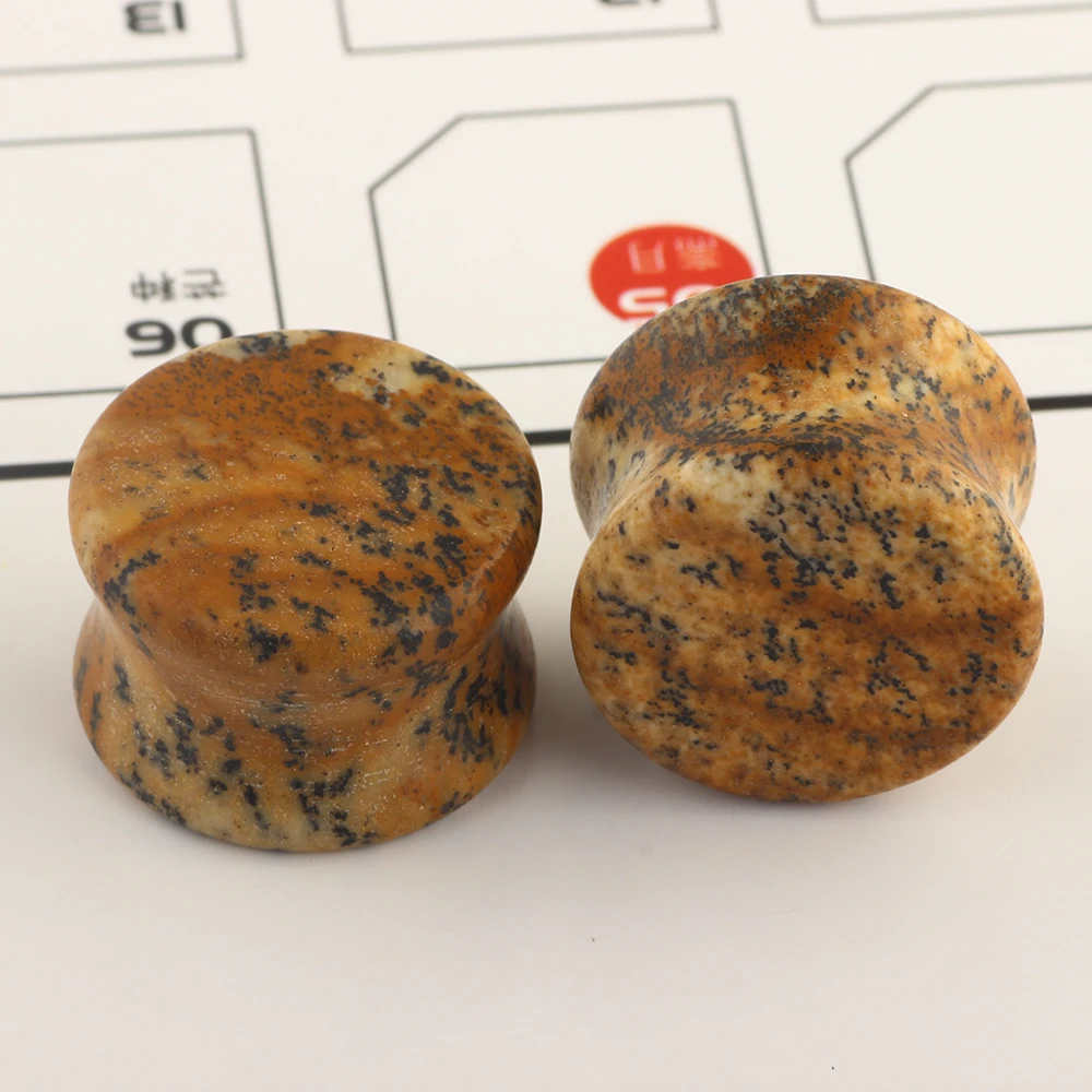 Набор беруши из натурального камня с леопардовым принтом, беруши для ушей, тоннели для ушей, двойные расширители для ушей, набор носилок для пирсинга тела
