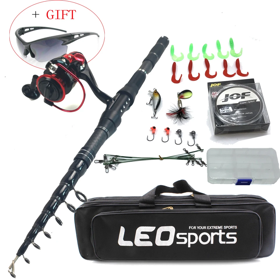1.8-3.6m carbon telescopic fishing rod combo spinning reel fishing set bag short travel stick carp bass pike boat rod pesca kit