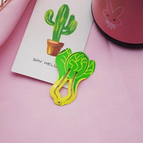 2pcs Cabbage 2 шт./лот Новые Детские украшение для волос с героями мультфильмов с милым принтом Заколки для волос кактус заколки Жираф Мышь животных заколка для волос для девочки - Цвет: 2pcs Cabbage