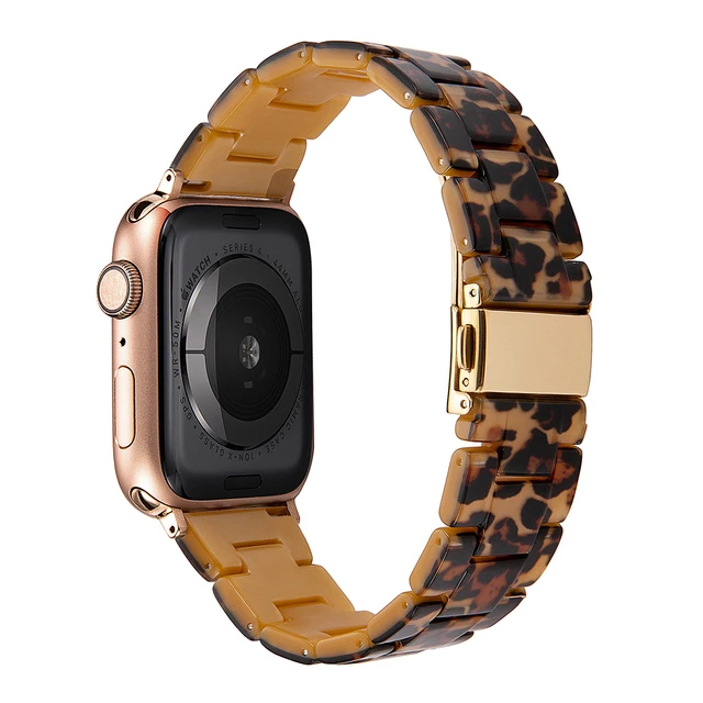 Resin strap for apple watch band 7 44mm 40mm 42mm 38mm 41 45mm correa transparent Loop watchband for iwatch 7 6 se series 5 4 3 Leopard