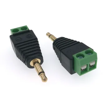 

3.5mm 1/8" jack Aux mono TS Jack Male to 2pin solderless screw terminal block connector adapter