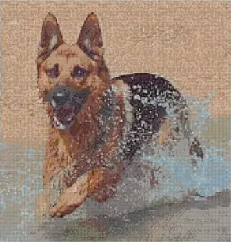 

Water Running Wolf Dog Spindrift Precise Printing Cross Stitch Small Plaid