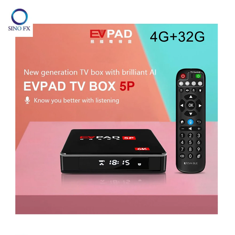 

2020 Latest EVPAD 5P EVAI Voice control Android smart TV Box 4G+32G dual WiFi BT4.2 for Korea Japan Malaysia SG TH global market