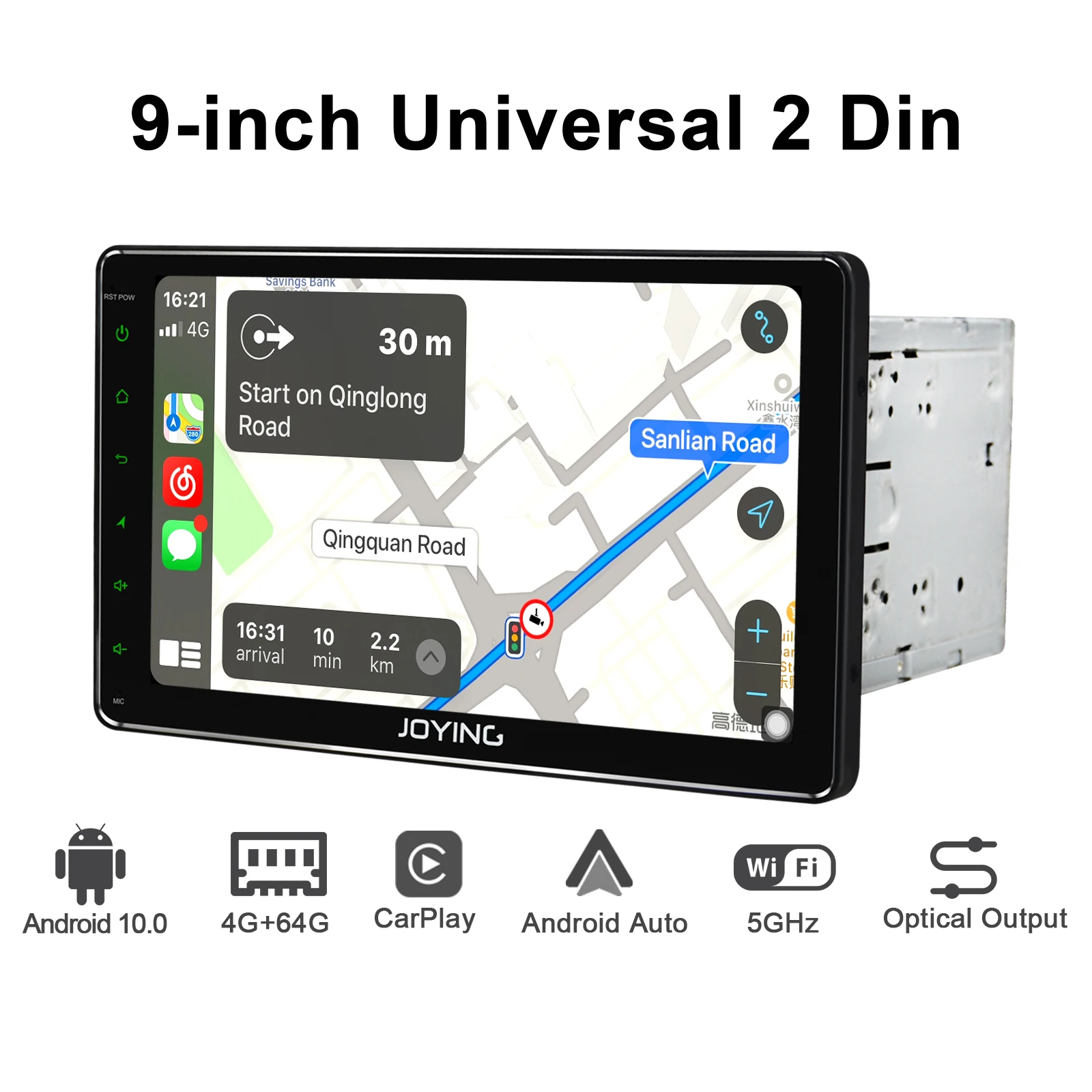 Radio 2 din Autoradio Android 9 Pulgada Android 10 HD 1280*720 4GB 64GB Multimedia Tape Recorder Bluetooth Wireless Carplay 4G